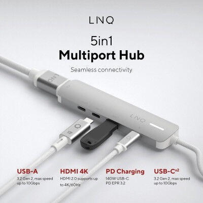 USB Hub Linq Byelements LQ49051 White Grey