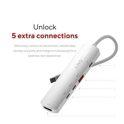 USB Hub Linq Byelements LQ49051 White Grey