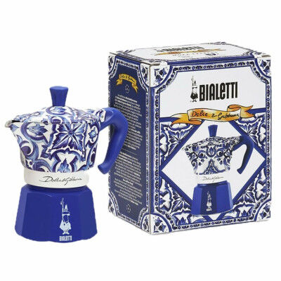 Caffettiera Italiana Bialetti MOKA D&G Azzurro Acciaio inossidabile 4 Tazze