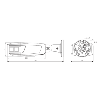 Tiandy Bullet IP Camera Panoramic 8MP with White LEDs 15m, Ultra Starlight, AI mod. TC-C382V Spec:W/E/Y/S/H/2.8mm