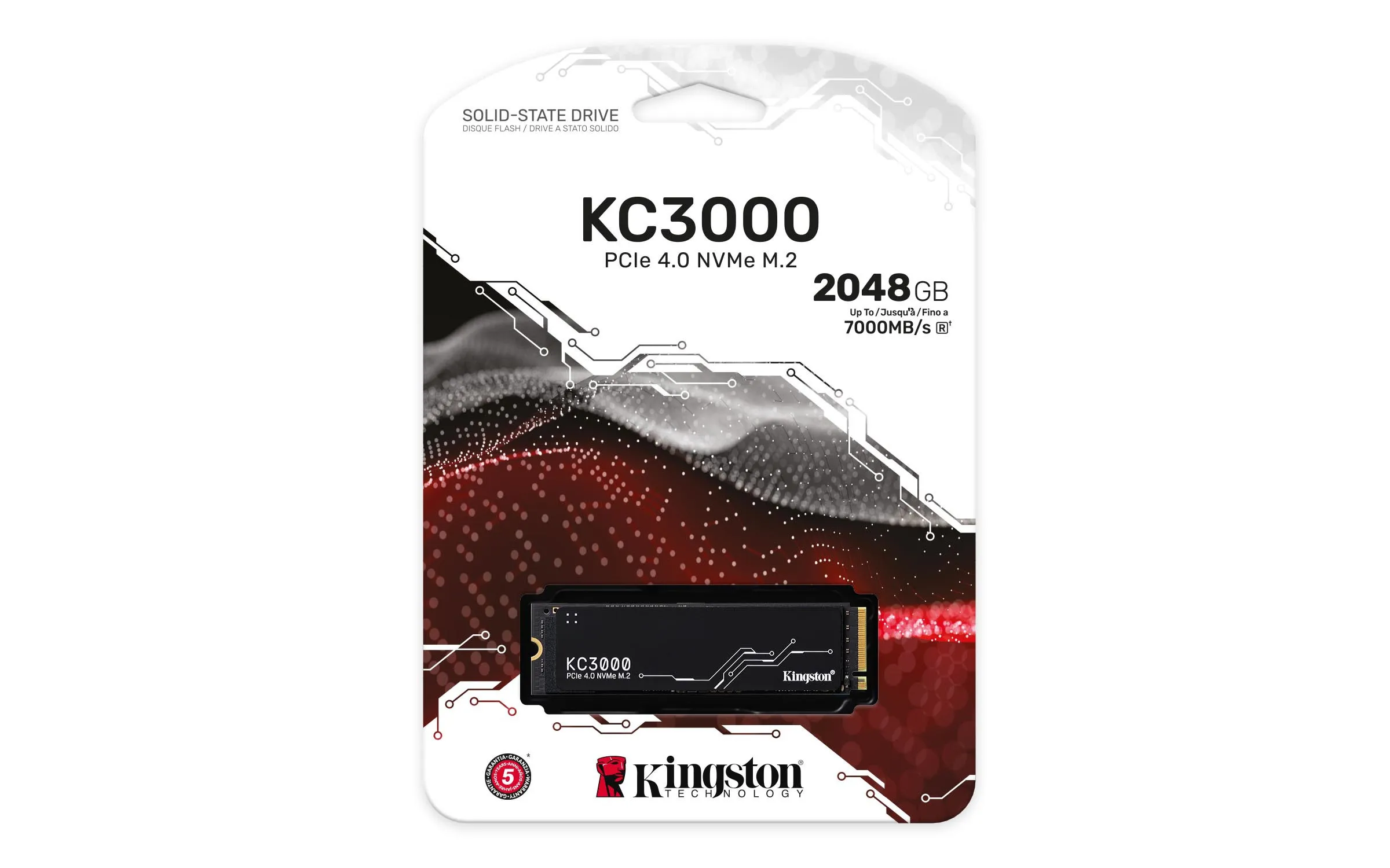KINGSTON SSD INTERNO KC3000 2TB M.2 2280 PCIE 4.0 R/W 7000/7000 MB/S - immagine prodotto