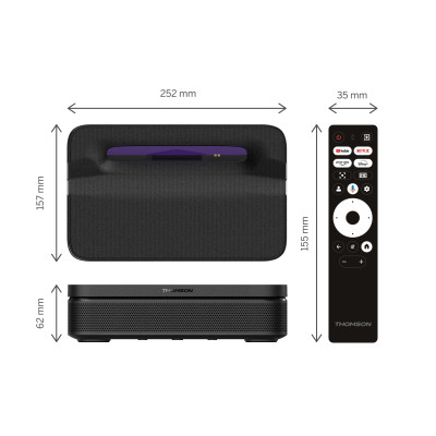 Thomson PG55B Sirius 4K UHD Laser Projector, 600 ANSI Lumens, Smart, Wi-Fi, Bluetooth