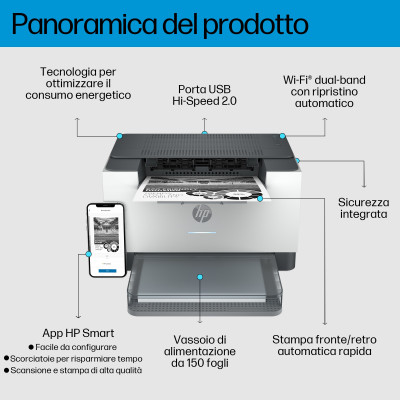 HP M209dw Stampante LaserJet B/N A4 WIFI LAN 29PPM F/R
