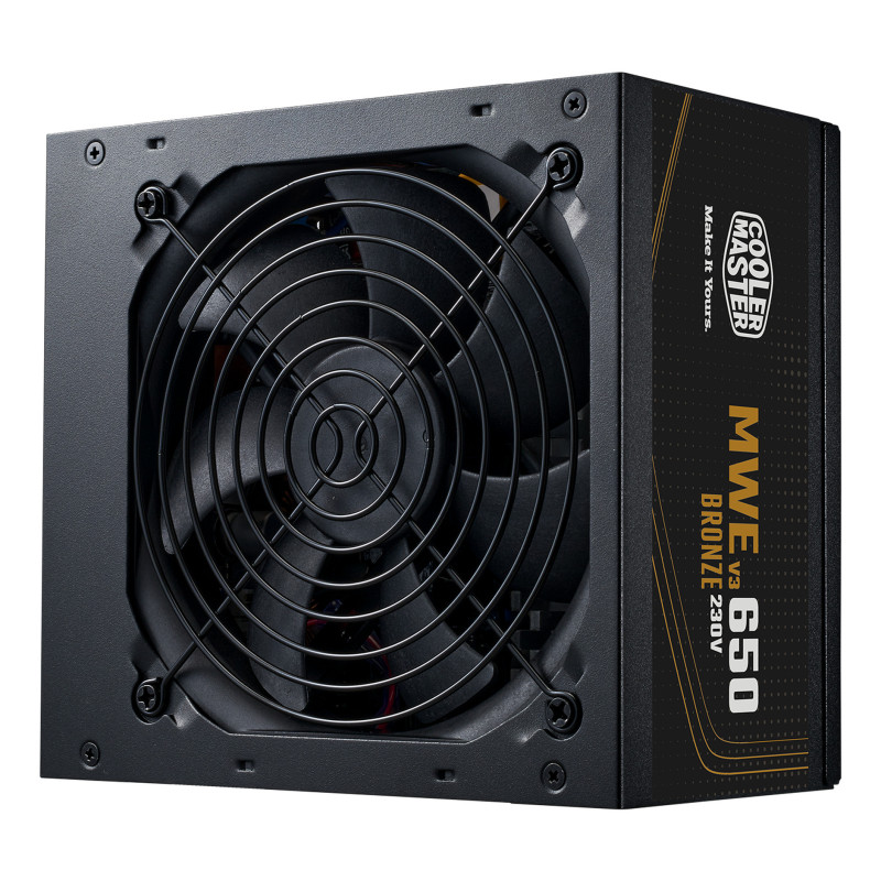 Cooler Master MWE Bronze 80+ Computer Power Supply PSU 650 W V3 230V 24-pin ATX NO MODULAR 120MM MWE Black