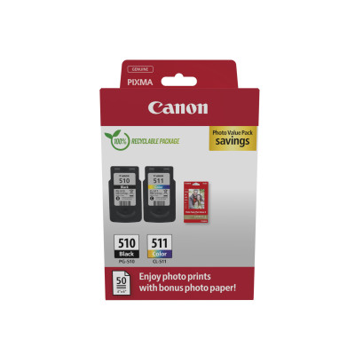 Canon PG-510/CL-511 CMYK + Photo Paper Multipack 2pcs Original Cartridge 220 Pages