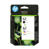 HP 62 2-Pack Original Ink Cartridges Black/Tri-Color CMYK 200 Pages