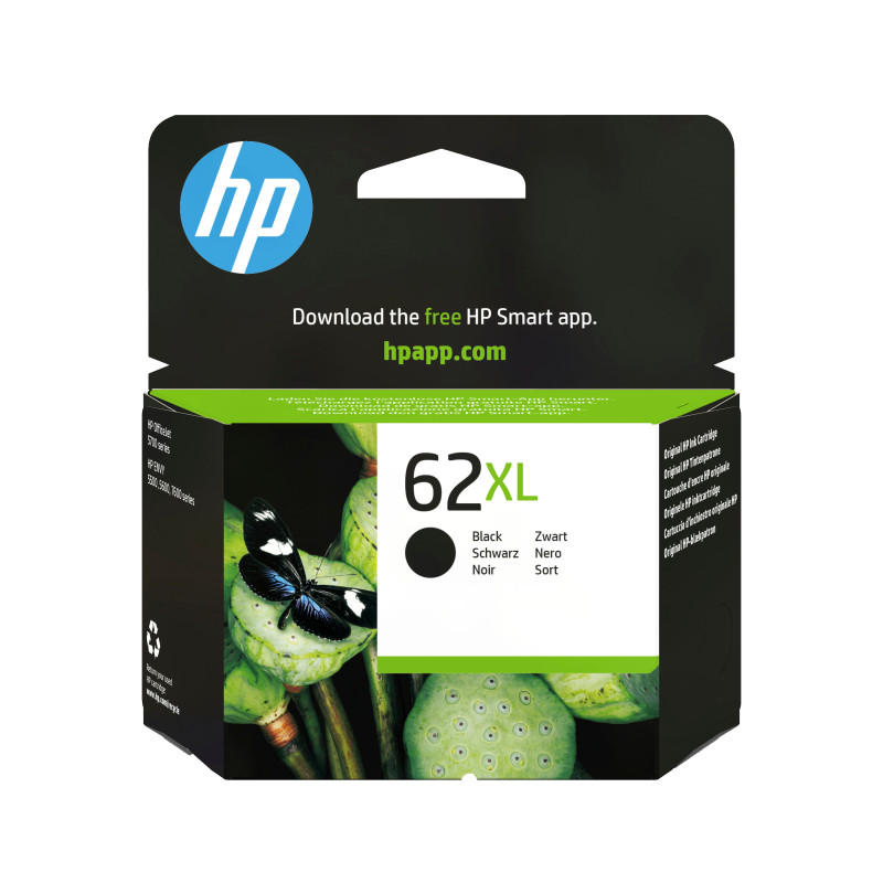 HP 62XL BK High Yield Original Black Ink Cartridge 600 Pages