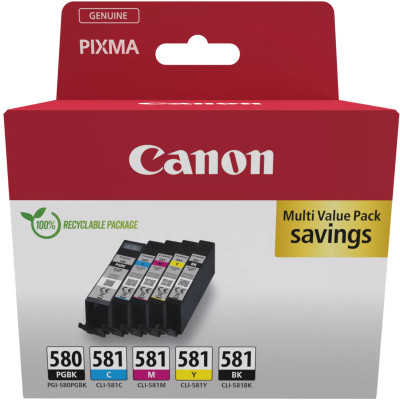 Canon PGI-580BK/CLI-581 BK/C/M/Y CMYK Ink Multipack 400 Pages