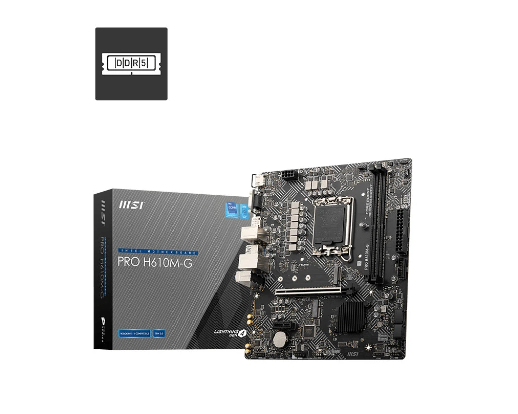 MSI MB H610, PRO H610M-G DDR5, LGA 1700, 2DDR5,1PCI-Ex16,1PCI-Ex1,2M.2, 4SATA3 - immagine prodotto