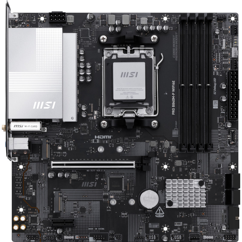 MSI PRO B840M-P WIFI6E Motherboard AMD B840 Socket AM5 Micro ATX DDR5