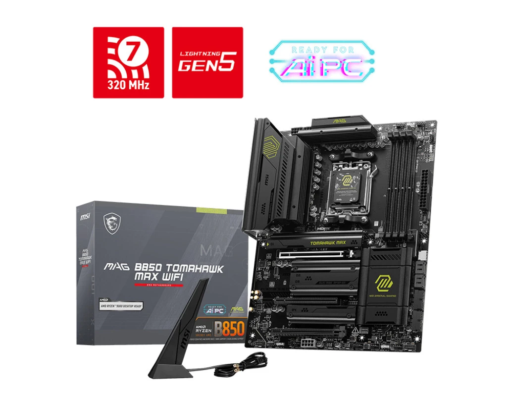 MSI MB AMD MAG B850 TOMAHAWK MAX WIFI, ATX, AM5, DDR5, 3PCI-Ex16, 4SATA3 - immagine prodotto