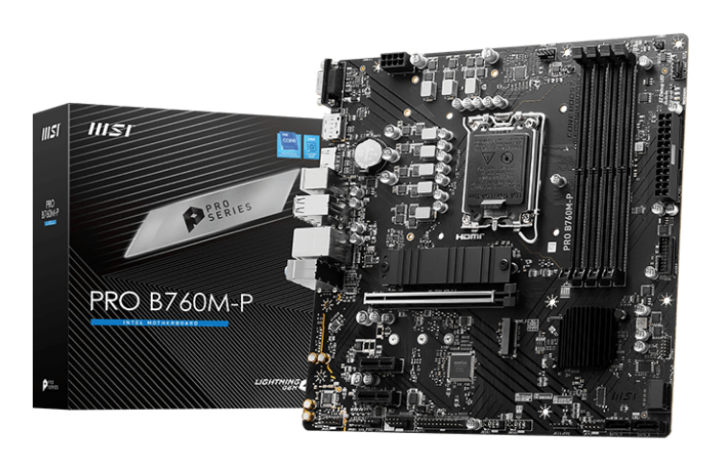 MSI MB B760, PRO B760M-P, LGA 1700, 4DDR5, 1PCI-Ex16, 2PCI-Ex1, 2M.2, 4SATA3 - immagine prodotto