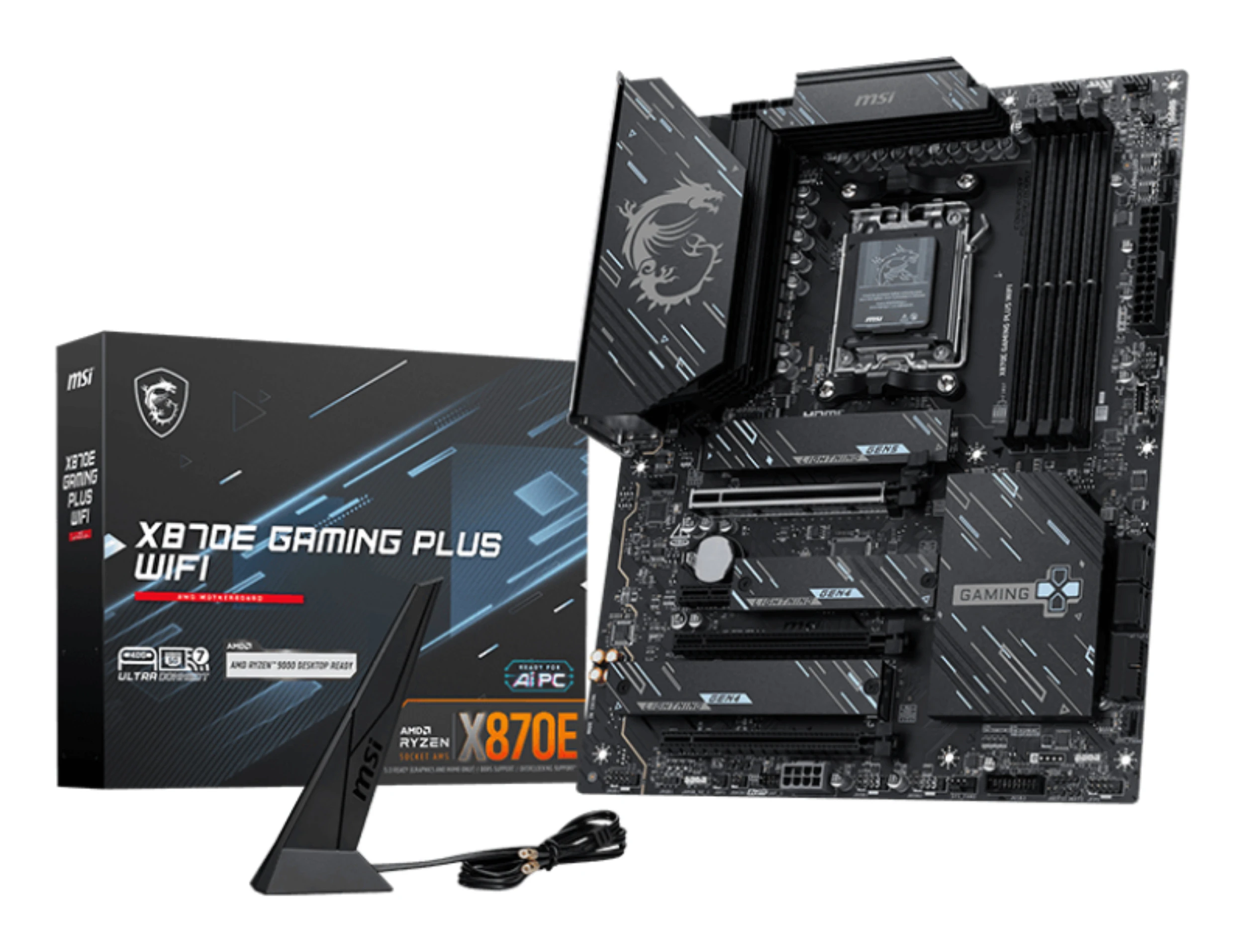 MB MSI X870E GAMING PLUS WIFI AM5 4DDR5 4PCIE 4M2 4SATA HD/TYPE-C ATX - immagine prodotto