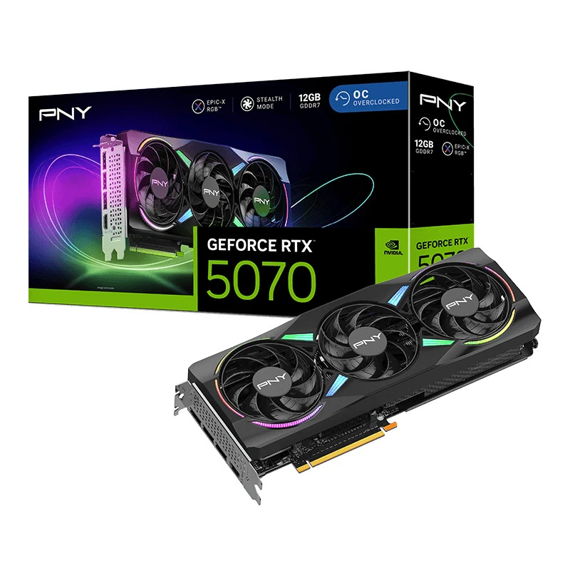 VGA PNY RTX 5070 12GB ARGB GDDR7 OC OVERCLOCKED TRIPLE FAN - immagine prodotto