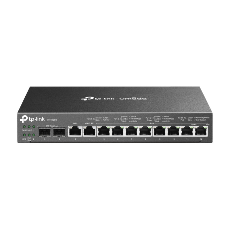 TP-Link Omada ER7212PC Gateway VPN Gigabit 3-in-1 con 8 porte PoE+ e Controller integrato