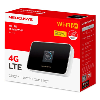 Mercusys MT115 Hotspot mobile 4G LTE Wi-Fi 6 AX300 2.4 GHz con Nano SIM e USB Type-C