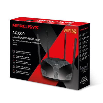 Mercusys MR80X Router Wi-Fi 6 AX3000 Dual Band Gigabit