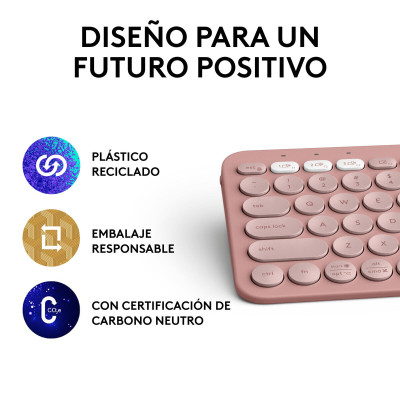 Tastiera Wireless Logitech K380s Rosa Qwerty in Spagnolo